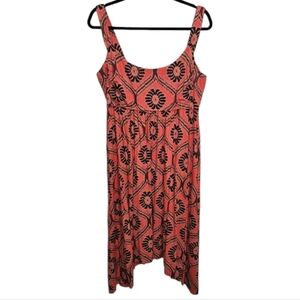 fresh produce Coral and Black High-Low Maxi Dress